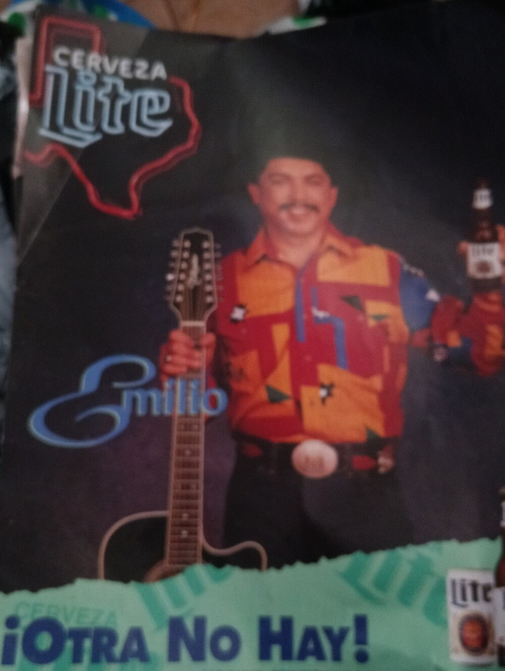 Rare 90s Promo Miller Lite Poster Featuring Late Tejano Artist Emilio Navaira